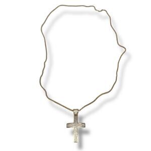Avianne & Co 10K Gold Cross Pendant Franco Chain 36" Natural Diamonds 27g Weight